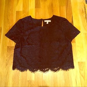 Banana Republic Short Sleeve Lace Top - Black